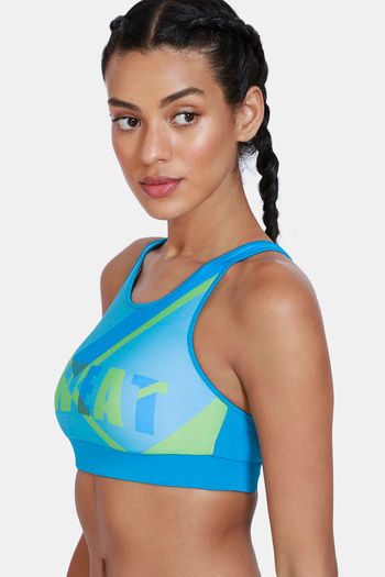 Buy Zivame Zelocity Quick Dry Sports Bra With Removable Padding - Medieval  Blue Online