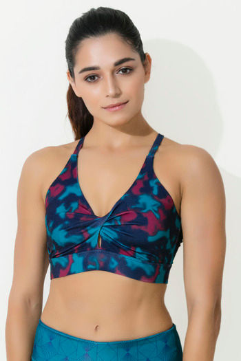 Buy Zelocity By Zivame Blue Solid Non Wired Non Padded Sports Bra