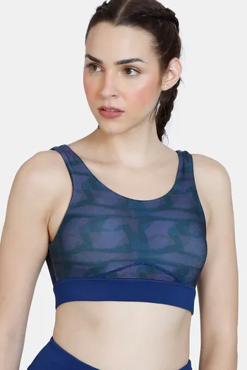 Buy Zelocity Padded Sports Bra With Removable Padding - Black at