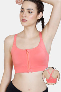 Buy Zelocity Sports Bra With Removable Padding - Coral Quartz