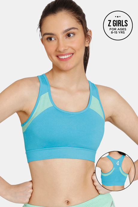 Zelocity Girls Sports Bra With Removable Padding - Scuba Blue