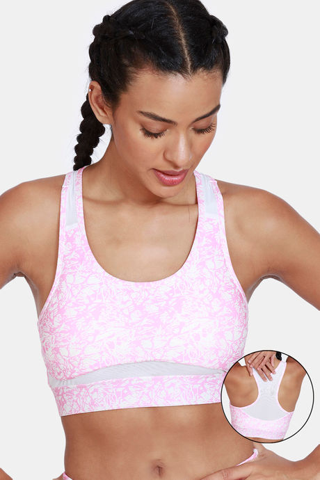 Zelocity Quick Dry Sports Bra With Removable Padding - Sachet Pink