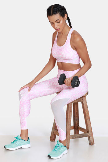 Buy Zivame Zelocity Quick Dry Slip On Sports Bra With Removable Padding -  Desert Flower - Pink Online