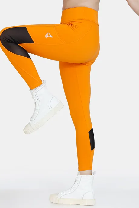 Buy Zelocity Sports Bra With High Rise Leggings - Orange Pepper at Rs.1495  online