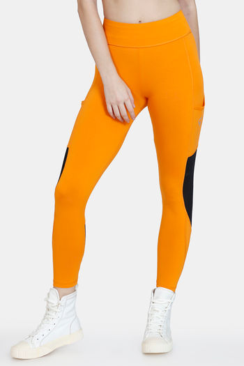 Buy Zelocity High Rise High Quality Stretch Leggings - Orange