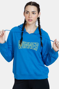 Buy Zelocity Relaxed Fit Hoodie Sweatshirt - Mykonos Blue