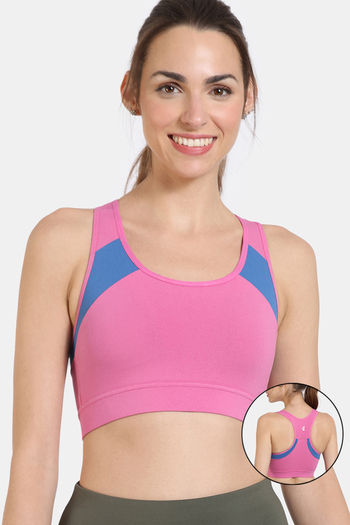 Zaggora Women's Cotton Sports Bra Top size Medium M Yoga Workout Pink Coral