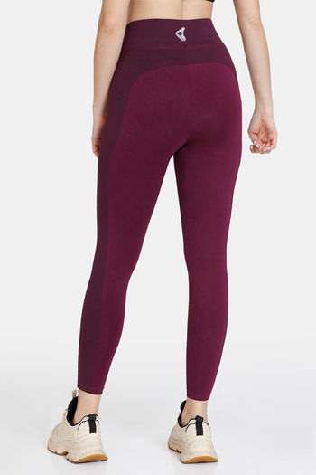 Buy Zelocity High Rise Light Support Leggings - Grape Wine at Rs.628 online