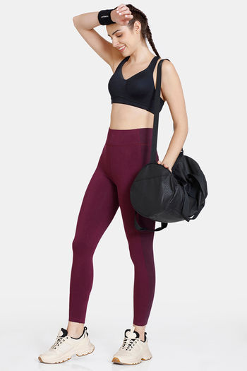 Buy Zelocity High Rise Light Support Leggings - Grape Wine at Rs