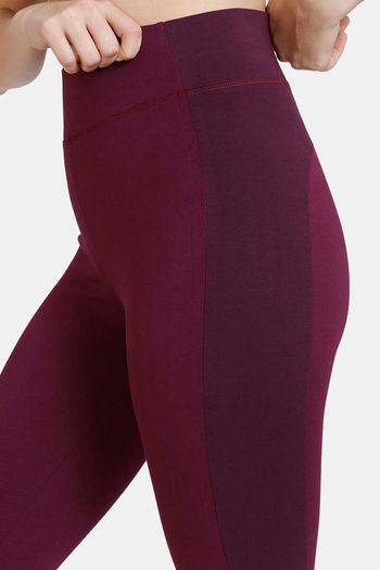 Buy Zelocity High Rise Light Support Leggings - Grape Wine at Rs