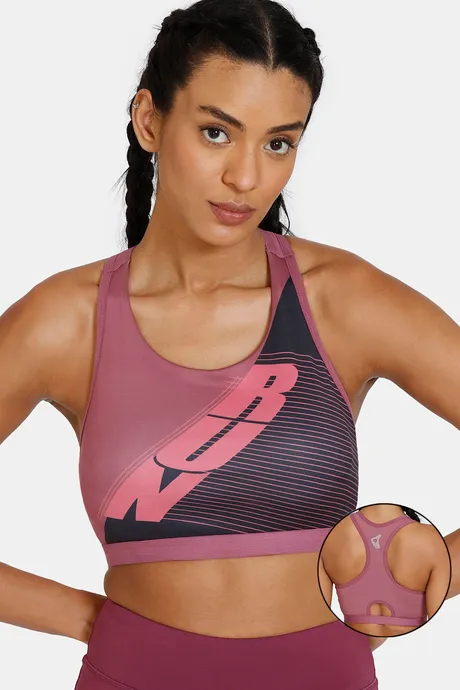 Buy Zivame Zelocity Quick Dry Sports Bra With Removable Padding - Fig Online