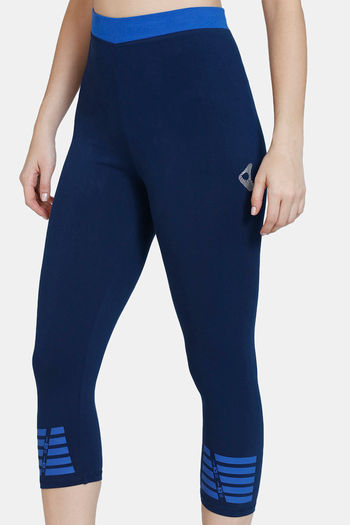 Buy Zelocity Mid Rise Quick Dry Capri - Ink Blue at Rs.673 online