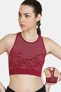 Buy Vstar Cotton Padded Sports Bra - Plum Red at Rs.559 online