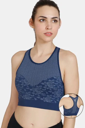 Buy Zelocity Medium Impact Seamless Quick Dry Sports Bra - Medieval Blue at  Rs.848 online