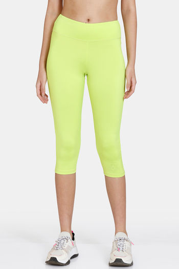 Buy Zelocity High Rise Quick Dry Capri - Lime Punch