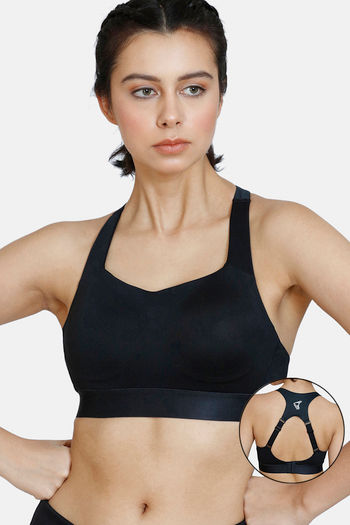Buy Zelocity by Zivame Women's Polyester Classic Sports Bra  (ZC40CPFASH0BLAKLARGE_Black_L) at