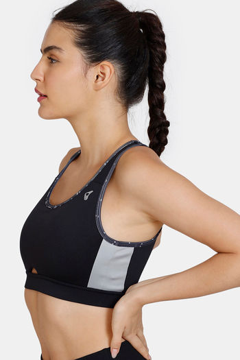 Zelocity Quick Dry Sports Bra With Removable Padding - Jet Black