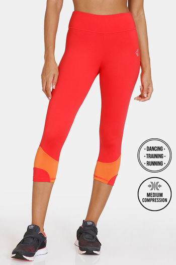 Buy Zelocity Quick Dry 3/4Th Gym Leggings - Hibiscus