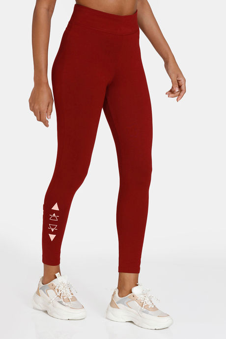 Buy Zelocity Mid Rise Quick Dry Leggings - Pomegranate at Rs.558 online