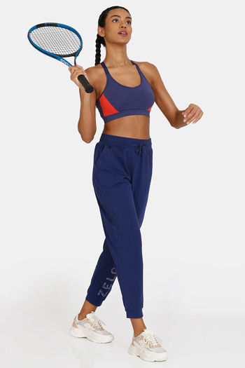 Zivame Zelocity Quick Dry Sports Bra With Removable Padding - Bright Cobalt  - Blue
