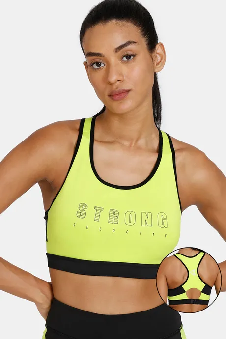 Buy Zelocity Quick Dry Racerback Sports Bra - Lime Punch at Rs.599 online