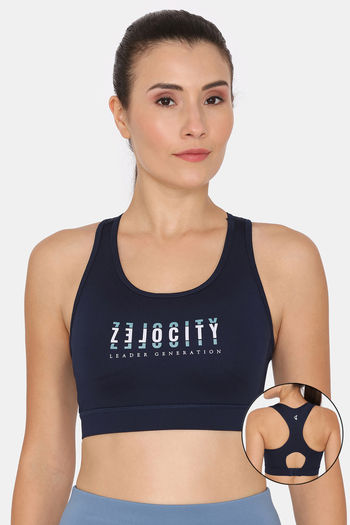 Buy Zelocity by Zivame Blue Printed Sports Bra for Women Online