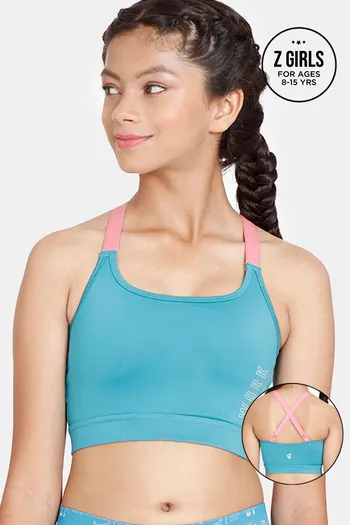 Buy Zelocity Girls Sports Bra With Removable Padding - Biscay Bay