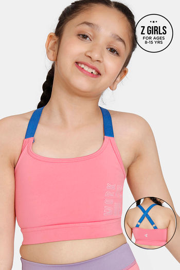 Buy Zelocity Girls Sports Bra With Removable Padding - Confetti