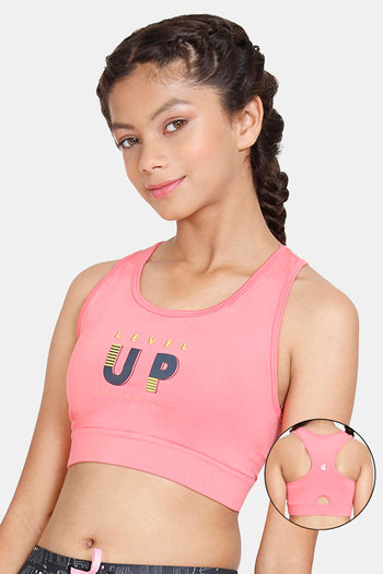 Buy Zelocity Girls Quick Dry Slip On Sports Bra - Sun Kissed Coral