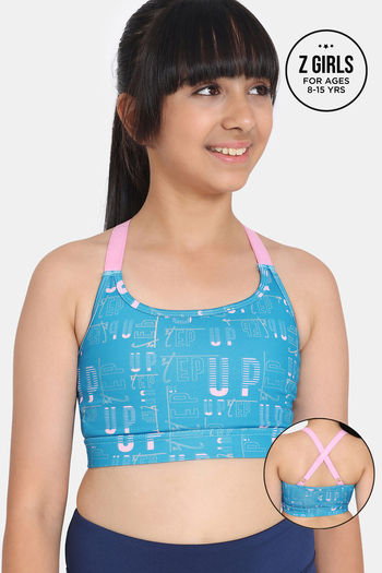 Buy Zelocity Girls Quick Dry Slip On Sports Bra - Cendre Blue at Rs.648  online