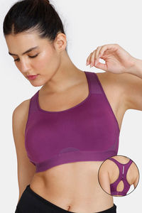 Buy Zelocity Women's Polyester Wire Free Casual Sports Bra  (ZC40G0FASHEPURP00MED_Purple_34C) at