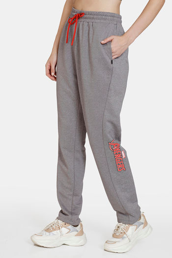 Buy Zelocity Marvel Mid Rise Relaxed Track Pants - Grey Melange