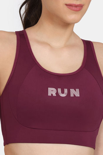 Buy Zelocity Quick Dry Sports Bra With Removable Padding - Fig at Rs.877  online