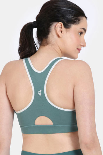 Buy Zelocity Padded Sports Bra With Removable Padding - Green at
