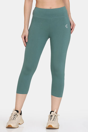 Reebok Women's Athletic Capri Pants Size Large Play dry Gray Green