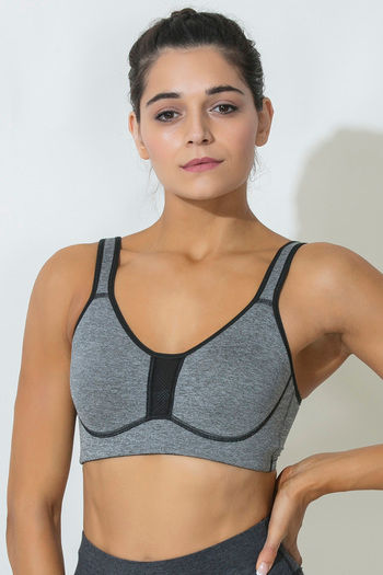 Zelocity by Zivame Grey Non Wired Non Padded Sports Bra