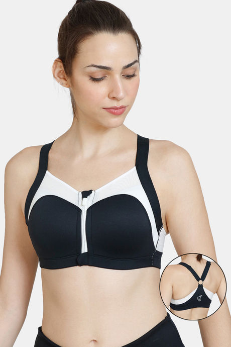 Buy Zelocity By Zivame Black & Red Solid Non Wired Lightly Padded Sports  Bra - Bra for Women 7324895