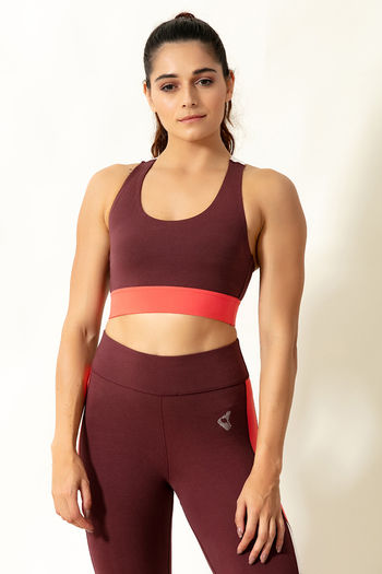 Buy Zelocity Non Padded Sports Bra - Maroon at Rs.895 online
