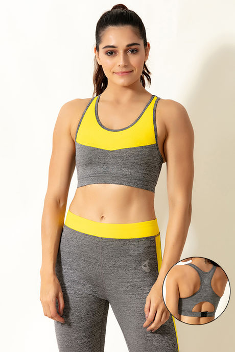 Buy Zelocity Padded Sports Bra- Grey And Black at Rs.2245 online