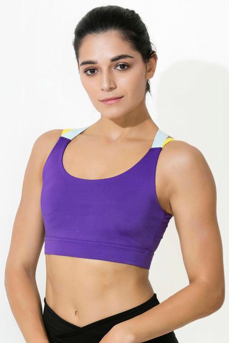 Buy Zelocity Wide Waist Band Sports Bra With Removable Padding - Lavender  at Rs.348 online