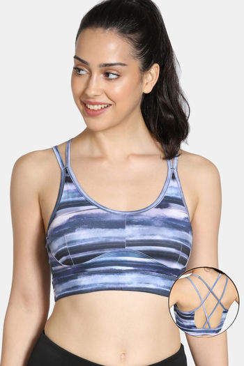 Buy Zelocity Padded Sports Bra With Removable Padding - Blue N Print at  Rs.523 online