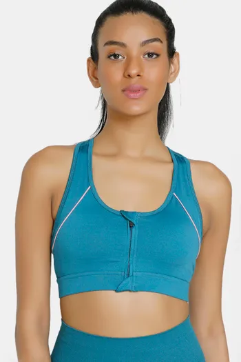 Buy Zelocity Padded Sports Bra With Removable Padding - Teal Blue