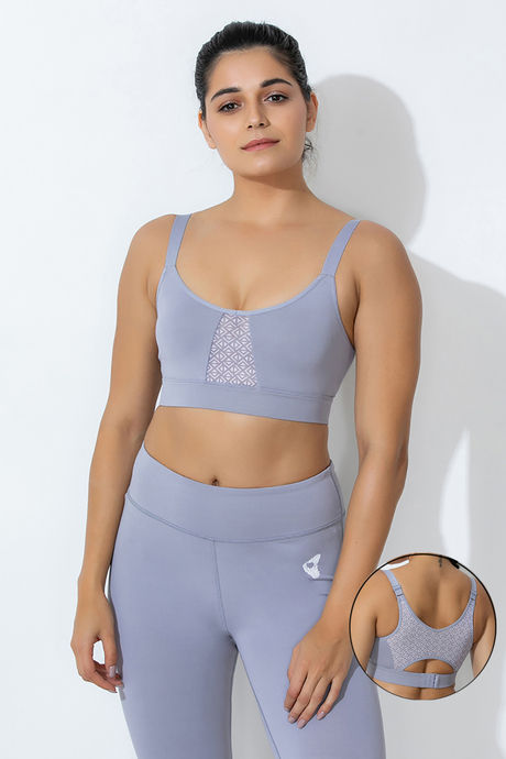 Buy Zelocity Padded Sports Bra With Removable Padding - Lilac Grey at  Rs.1495 online