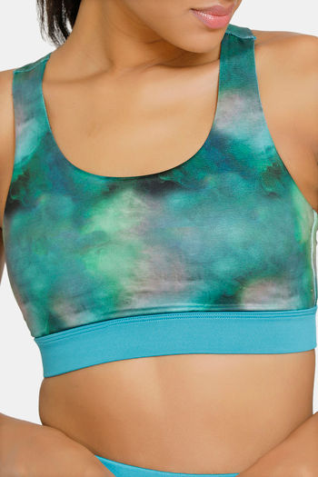 Buy Zelocity Padded Sports Bra With Removable Padding - Aqua Blue at Rs.598  online, Activewear online