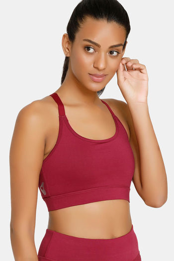 Buy Zelocity Padded Sports Bra With Removable Padding - Red at Rs.673  online