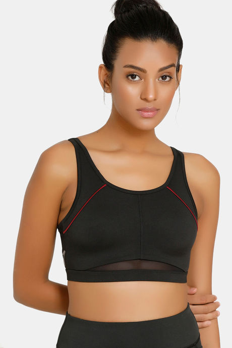 Buy Zelocity Padded Sports Bra With Removable Padding - Black at