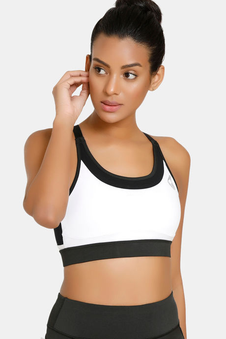 Zelocity Padded Sports Bra With Removable Padding - White N Print