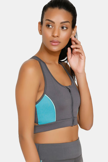 Buy Zelocity High Impact Quick Dry Sports Bra With High Rise Leggings -  Steel Gray Black at Rs.3443 online