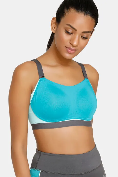 Buy Zelocity High Impact Quick Dry Sports Bra - Acqua Blue at Rs
