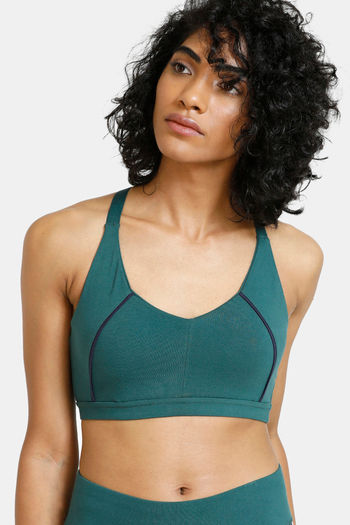 Buy Zelocity Padded Sports Bra With Removable Padding - Navy at Rs